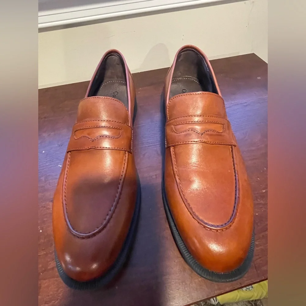 Cole Haan Men's Tan/Brown Leather Penny Loafers - Picture 1 of 8